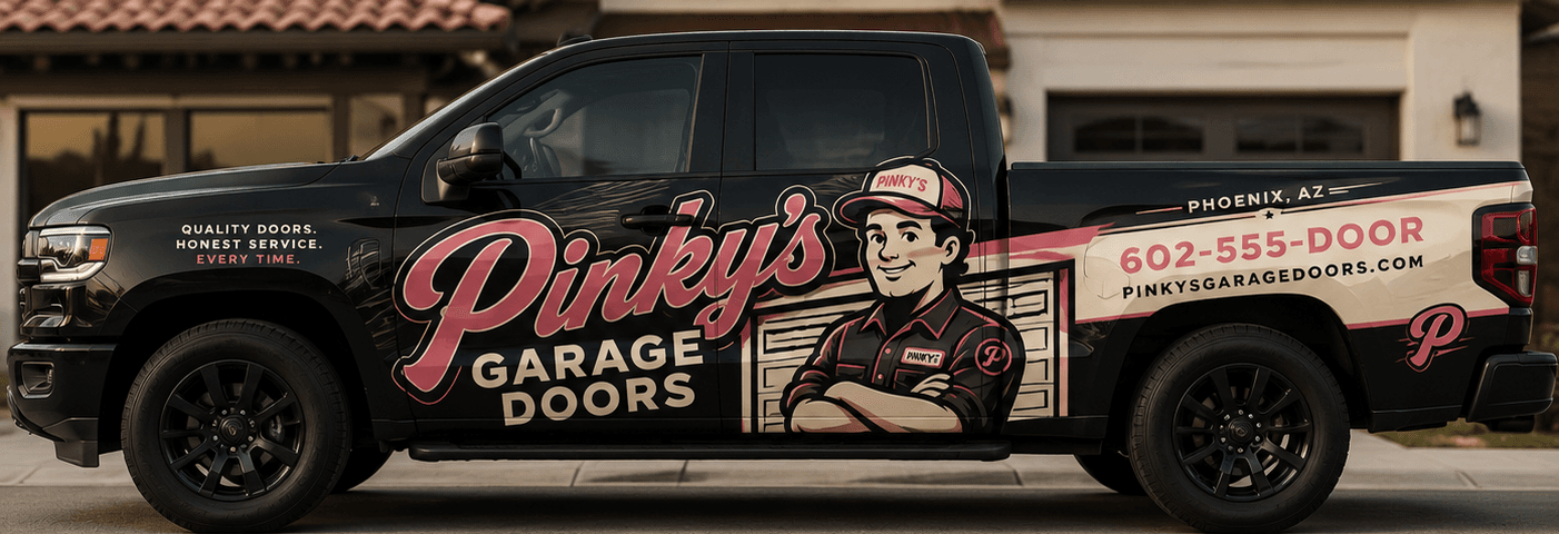 Pinky's Garage Doors service truck